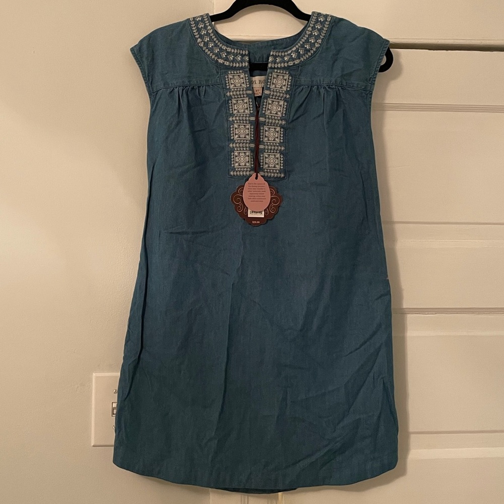denim white pattern dress